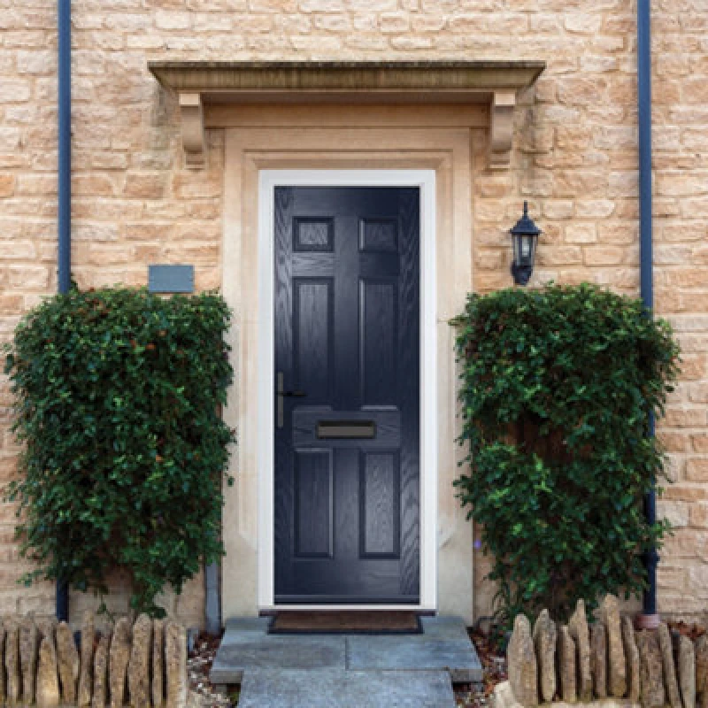 Image of Lacerta Composite Door Muirfield Solid Blue 890mm X 2090mm Open In Right Hand No Glass 10 Year Guarantee - Free Delivery & Smart Lock