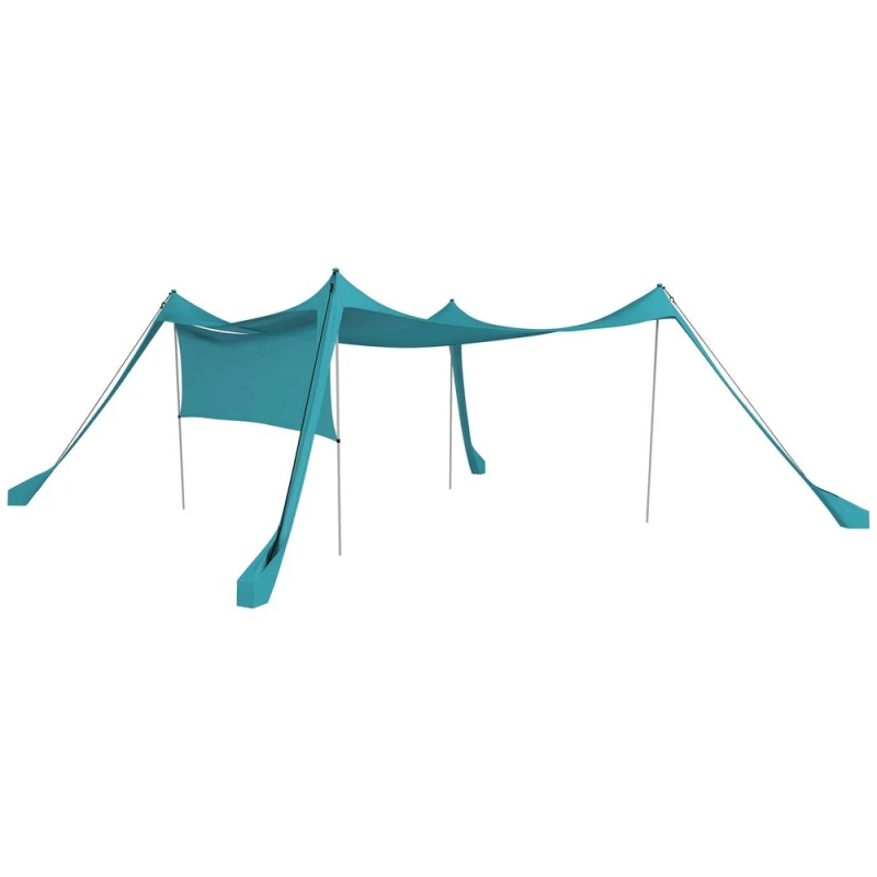 Image of Outsunny Patio Metal Gazebo Door Window Awning Wall Mount Outdoor Shelter Blue