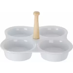 image of 4 Section White Ceramic Snack Dish - Premier Housewares