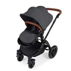 image of Ickle Bubba Stomp V3 i-Size Travel System with Isofix Base - Graphite Grey on Black with Tan Handles