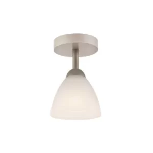 image of Adriano Semi Flush Light, Glass Shade, White Beech, 1x E27