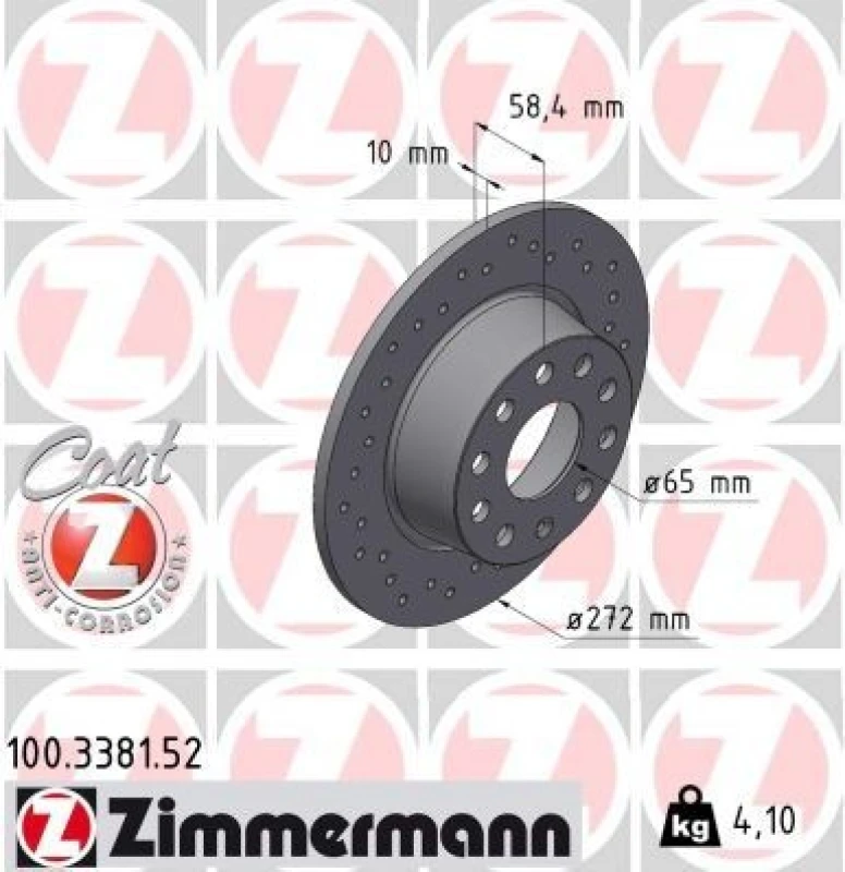 Image of ZIMMERMANN Brake disc ZIMMERMANN 100.3381.52