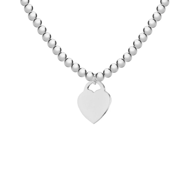 Image of Be You Sterling Silver Heart Bead Chain Necklace Sterling Silver female 18inch