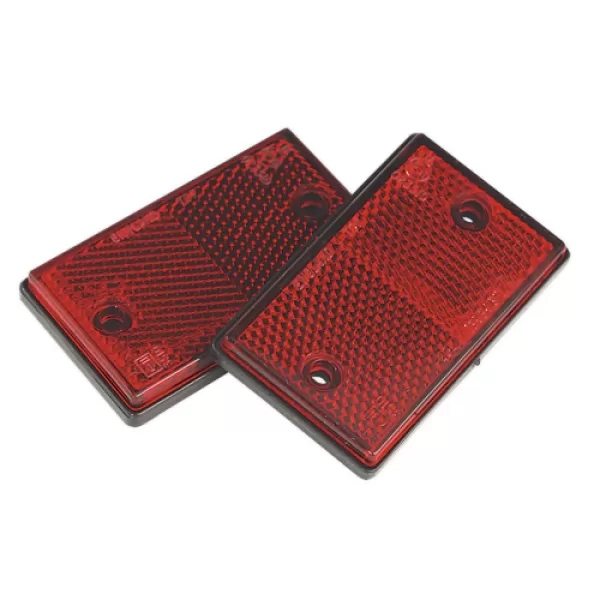 Image of Genuine SEALEY TB24 Reflex Reflector Red Oblong Pack of 2