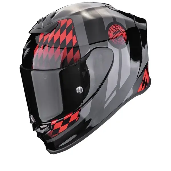 Image of Scorpion EXO-R1 Evo Air FC Bayern Black Red Full Face Helmet Size XL