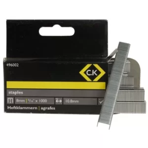 image of CK Tools 496002 Staples 10.5mm Wide x 8mm Deep Box Of 1000