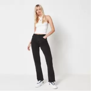 image of Missguided Tall Wrath Mid Rise Raw Hem Jeans - Black