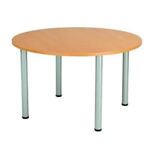 Image of Jemini Circular Meeting Table 1200x1200x730mm BeechSilver KF816562