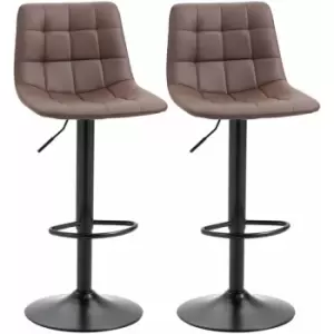 image of Homcom - Bar Stools Set of 2 Adjustable Counter Barstools W/ Footrest Brown