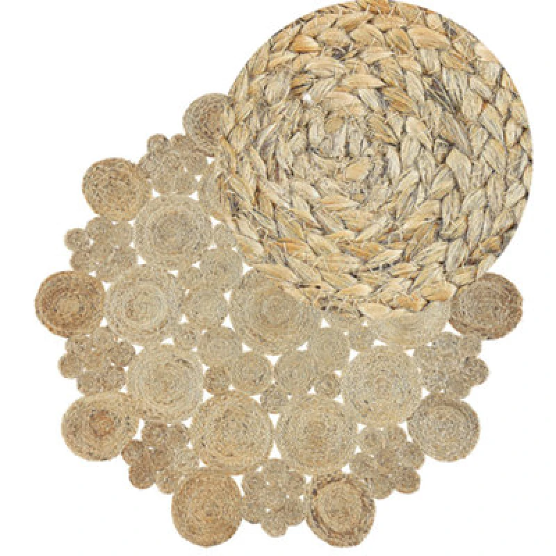 Image of Beliani Round Jute Area Rug 135cm Beige Gerdek
