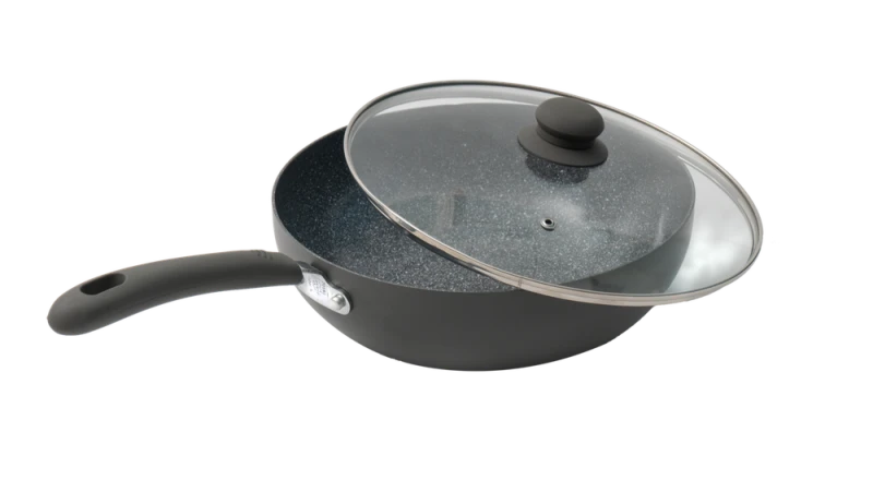 Image of Durastone 28cm Aluminium Non-Stick Wok With Lid Dark Grey unisex