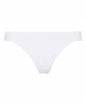 Image of DKNY Classic cotton lace trim thong White
