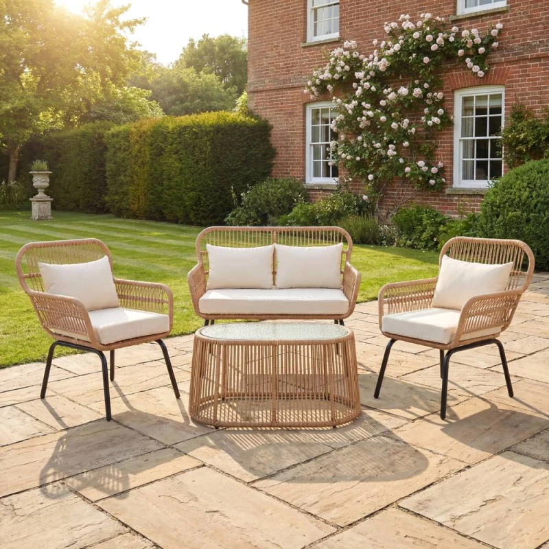 Image of Artemis Home Carbini 4 Piece Patio Bistro Set in Cream Size: 4 Person Cream Unisex 4 Person
