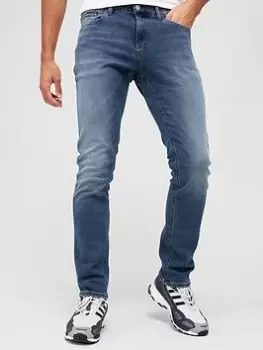 Image of Tommy Jeans Scanton Slim Fit Jeans, Black Denim, Size 32, Length Regular, Men
