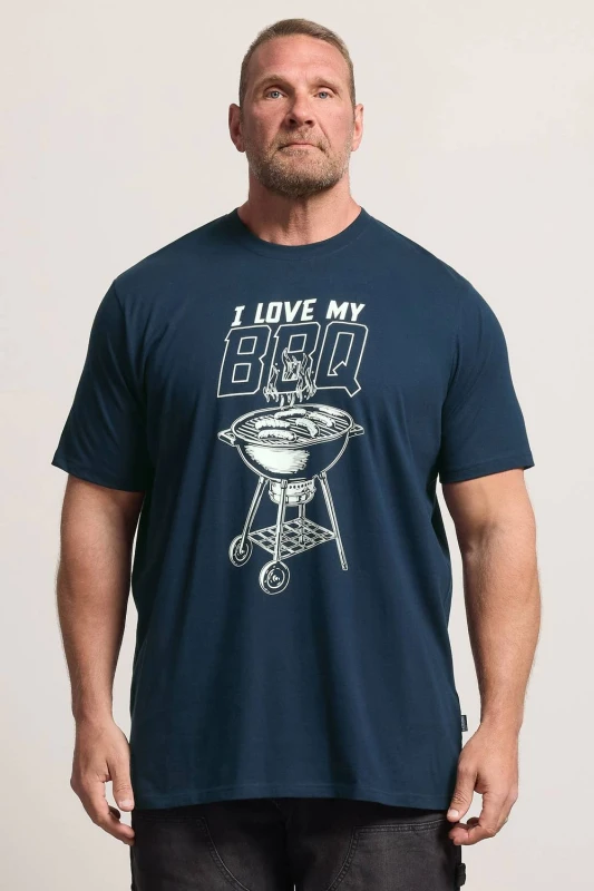 Image of BadRhino BadRhino Men Extra Long BBQ Graphic T-Shirt in Dark Navy Size: 7-8X-Large Dark Navy 7-8XL Male 5063853531683