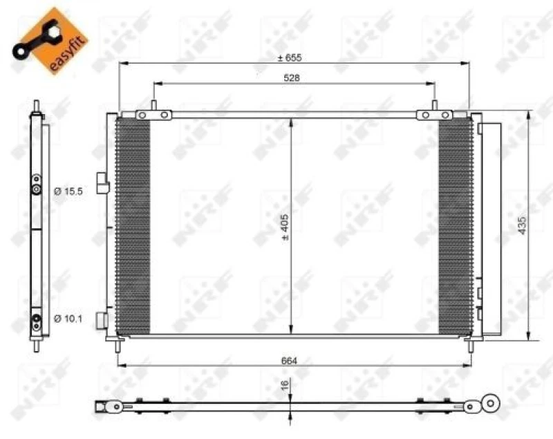 Image of NRF 350222 Condenser EASY FIT, with seal ring, with nitrogen filling Aluminium Condenser,air conditioning (448)