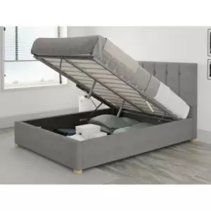 Image of Hepburn Ottoman Upholstered Bed, Eire Linen, Grey - Ottoman Bed Size King (150x200)