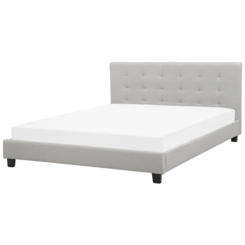 Image of Beliani Bed Fabric La Rochelle 180 X 200 Cm (Eu Super King) Light Grey