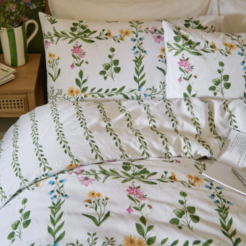 Image of Wylder Olivia Reversible 100% Cotton Duvet Set Single, Green 5025532383990