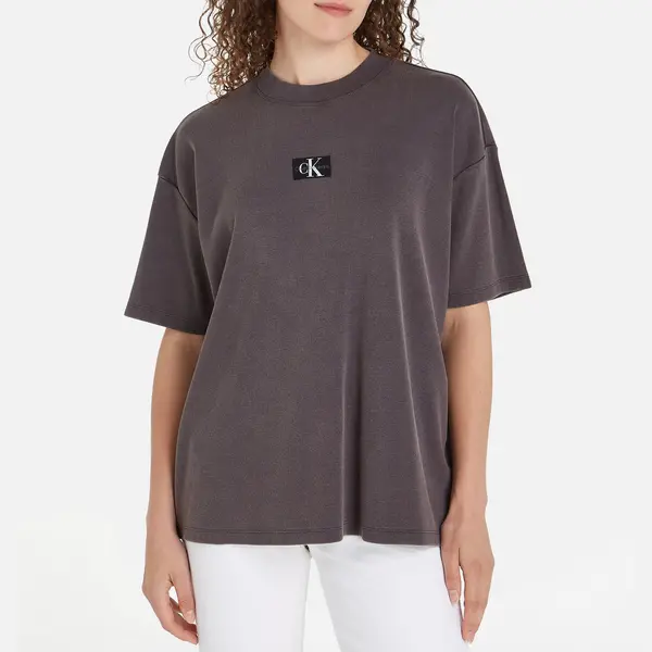 Image of Calvin Klein Jeans Boyfriend Ribbed Cotton-Blend T-Shirt - S Black Tops female J20J223278PT2 S