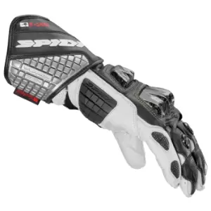 Image of Spidi Carbo Kangaroo Black White Motorcycle Gloves 2XL