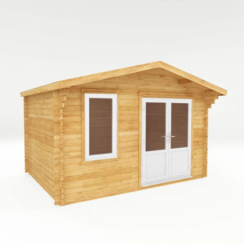 Image of Mercia 4 x 3m Retreat 44mm Log Cabin with White UPVC Windows & Doors in Natural Natural Unisex