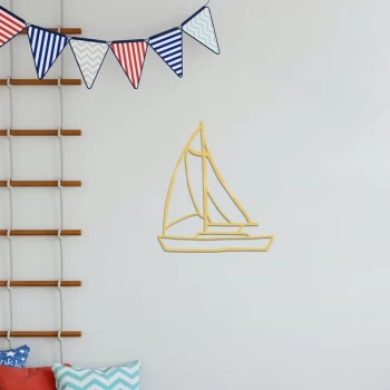 Image of Sailboat - Gold Gold Decorative Metal Wall Accessory