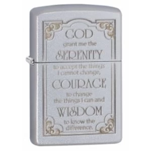 Image of Zippo Sernity Prayer Satin Chrome Windproof Lighter