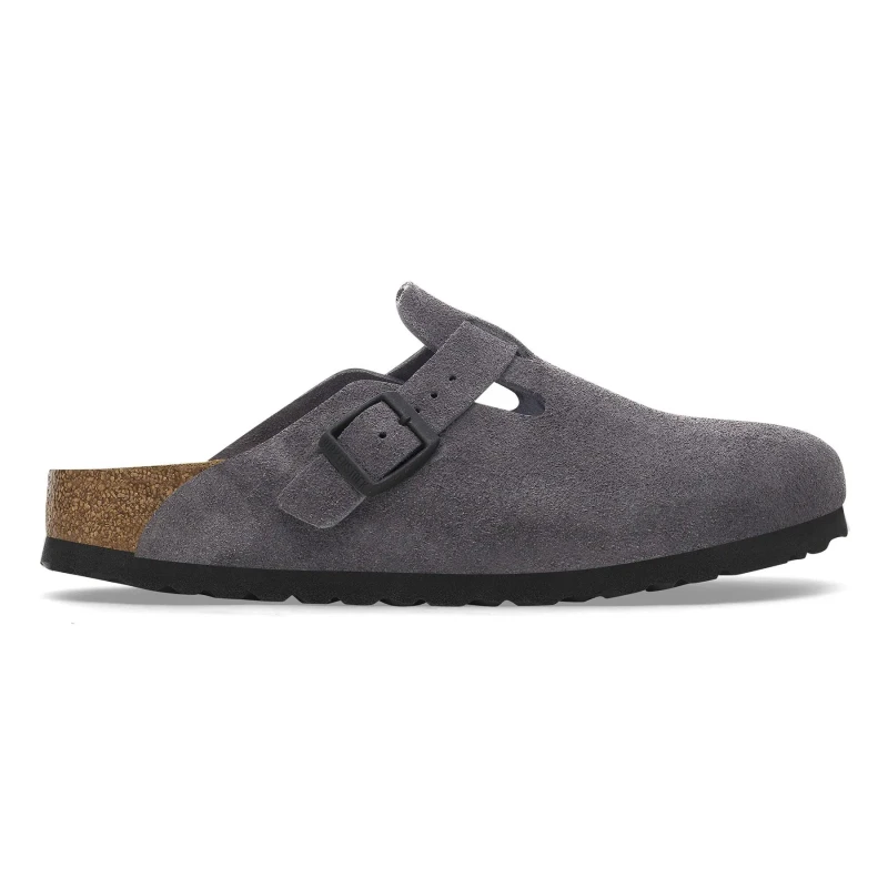 Image of Birkenstock Boston Suede Leather Slippers Grey 37