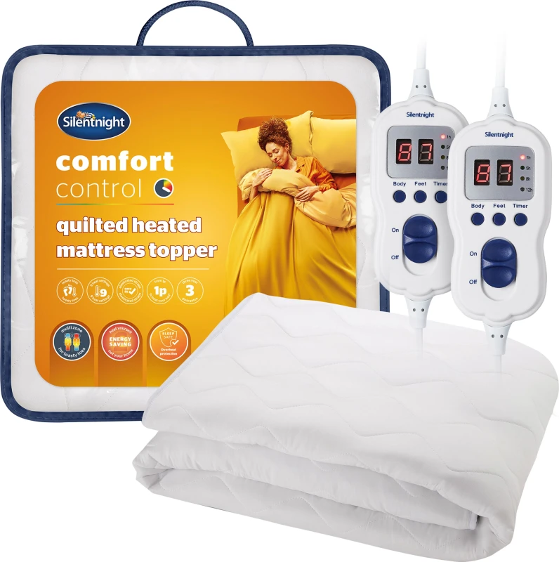 Image of Silentnight Quilted Heated Mattress Topper- Double - White