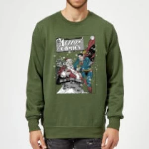 Image of DC Comics Originals Superman Action Comics Green Christmas Sweatshirt - L - Green