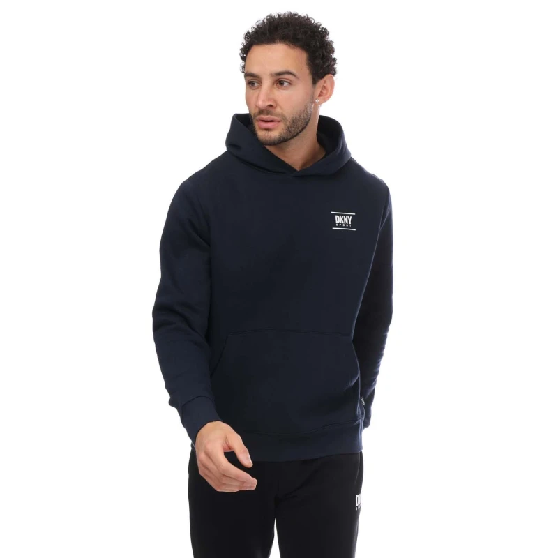 Image of DKNY Printed Logo Blackwater Hoodie - Blue Blue S