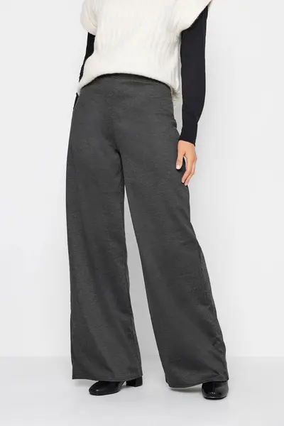 image of Long Tall Sally Tall Wide Leg Trousers Grey