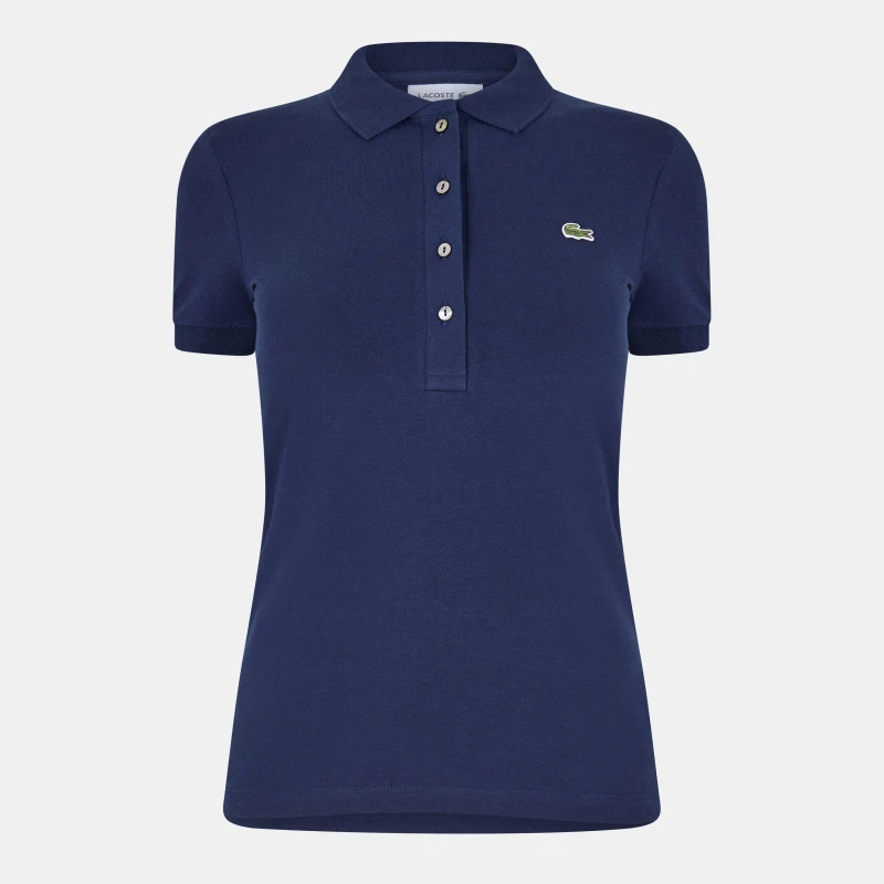 Image of Lacoste Womens Breathable Short Sleeve Polo Shirt Navy Blue female 6 (34)