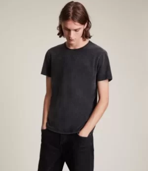 image of AllSaints Mens Bodega Crew T-Shirt, Black, Size: XXL