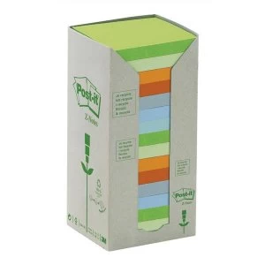 image of Post-it Sticky Notes Z-Notes Tower Recycled Pastel Assorted 16 x 100 Sheets