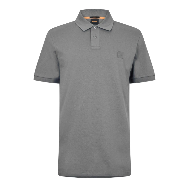 Image of Boss Mens Passenger Short Sleeve Polo Shirt Open Grey male 4XL