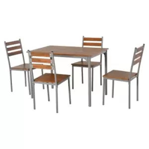 Image of Homcom 5 Piece Compact Dining Table Set With 4 Chairs Wood Effect