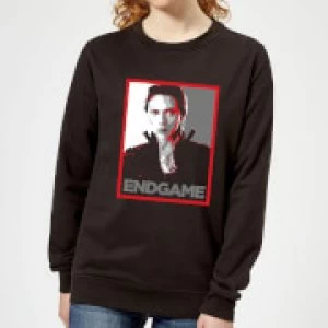 Image of Avengers Endgame Black Widow Poster Womens Sweatshirt - Black