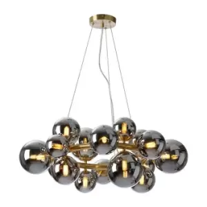 image of Luminosa Segal Circular Ceiling Pendant, 16 Light G9, Satin Gold, Chrome Plated Glass