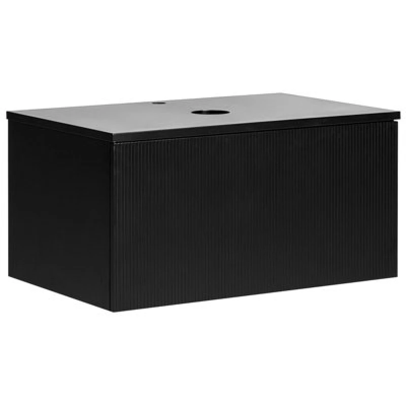 Image of Beliani Wall Mounted Vanity Unit Alzira 80 Cm Black