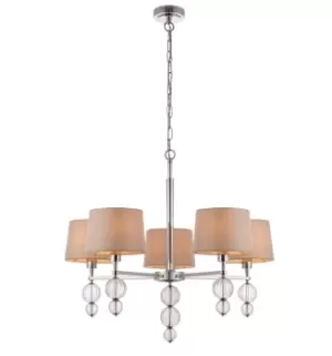 image of Ceiling Pendant Light Polished Nickel Plate & Marble Silk 5 x 40W E14