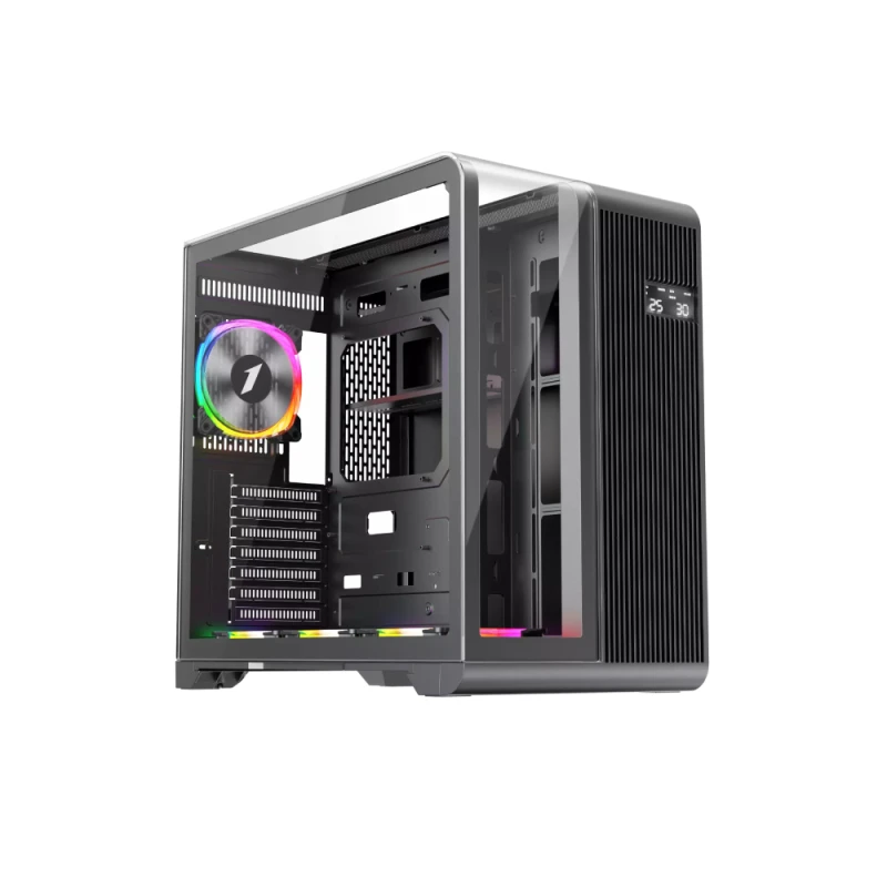 Image of 1st Player RT7 BK Mid Tower Case with RGB, Tempered Glass, LED Monitor, 4 Pre-installed RGB Fans - RT7-BK-3FS7R-1FS7 RT7-BK-3FS7R-1FS7