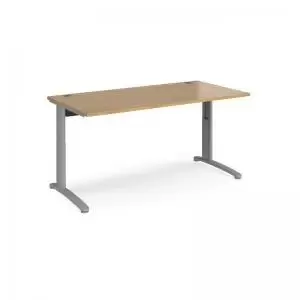 Image of TR10 height settable straight desk 1600mm x 800mm - silver frame and
