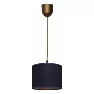 Netlighting Abba Cylindrical Pendant Ceiling Light Dark Blue, Gold 20cm