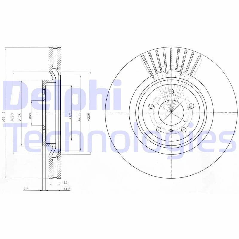 Image of DELPHI Brake disc DELPHI BG9073C