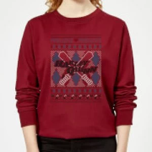 image of Harley Quinn Womens Christmas Sweatshirt - Burgundy - L