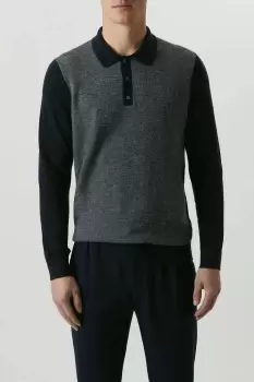 Image of Mens Super Soft Navy Birdseye Knitted Polo Shirt