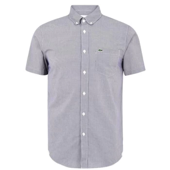 Image of Lacoste Short Sleeve Gingham Shirt - Grey