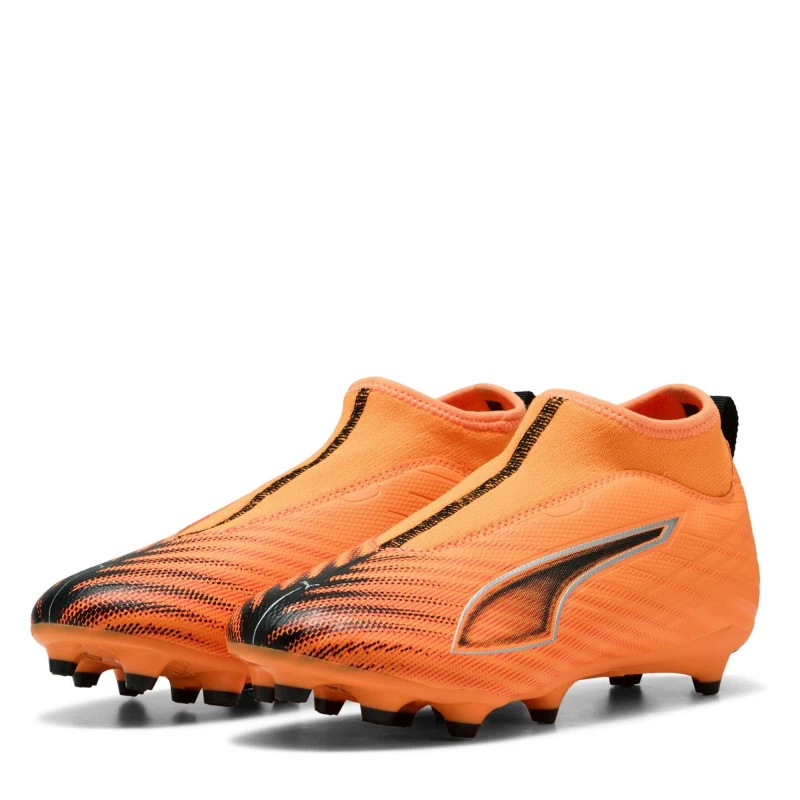 Image of Puma Ultra 5 Match Children Laceless Firm Ground Football Boots Orange/Black male C10 (28)